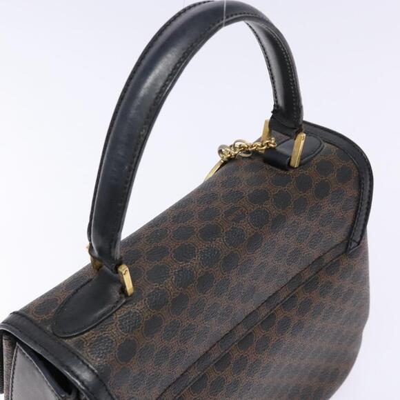 CELINE Macadam Canvas Hand Bag Pvc Leather Black Gold - Picture 6 of 13